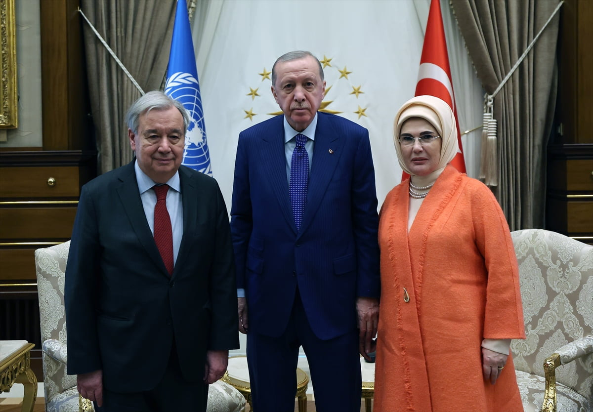 Cumhurbaşkanı Recep Tayyip Erdoğan, Birleşmiş Milletler (BM) Genel Sekreteri Antonio Guterres'i...