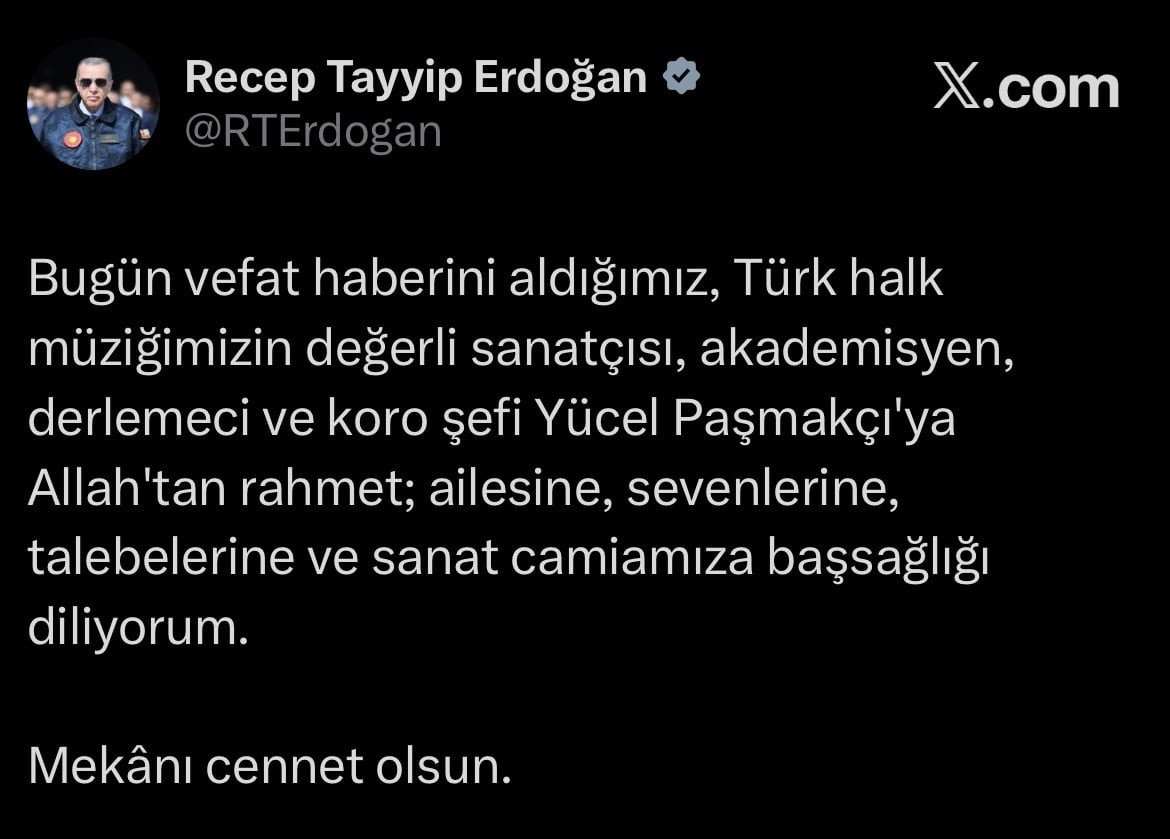 CUMHURBAŞKANI RECEP TAYYİP ERDOĞAN, HAYATINI KAYBEDEN TÜRK HALK MÜZİĞİ SANATÇISI, AKADEMİSYEN...