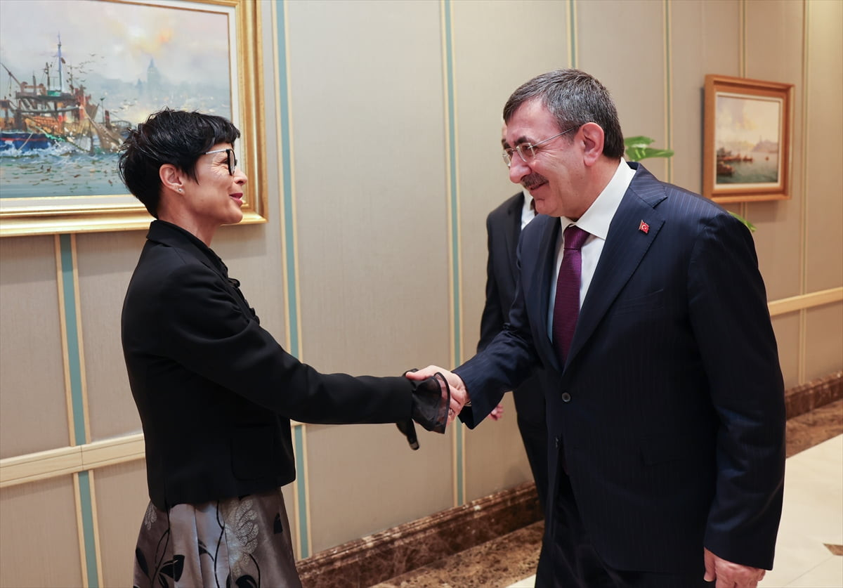 Cumhurbaşkanı Yardımcısı Cevdet Yılmaz, Cumhurbaşkanlığı Külliyesi'nde, Avrupa Birliği (AB)...