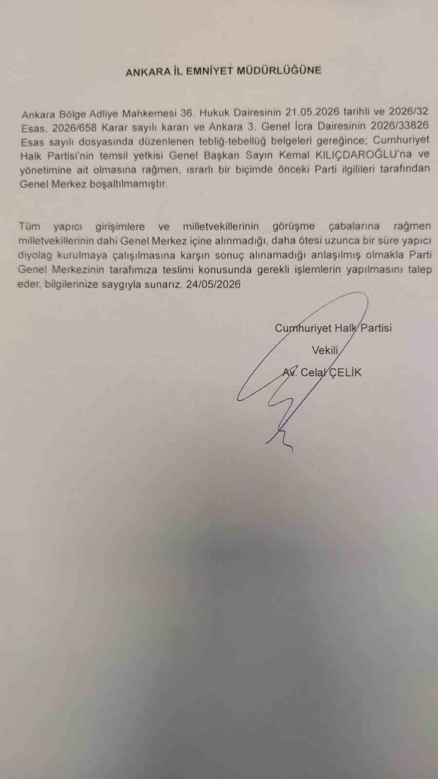 CUMHURİYET HALK PARTİSİ (CHP) GENEL BAŞKANI KEMAL KILIÇDAROĞLU’NUN AVUKATI CELAL CELİK, PARTİ...