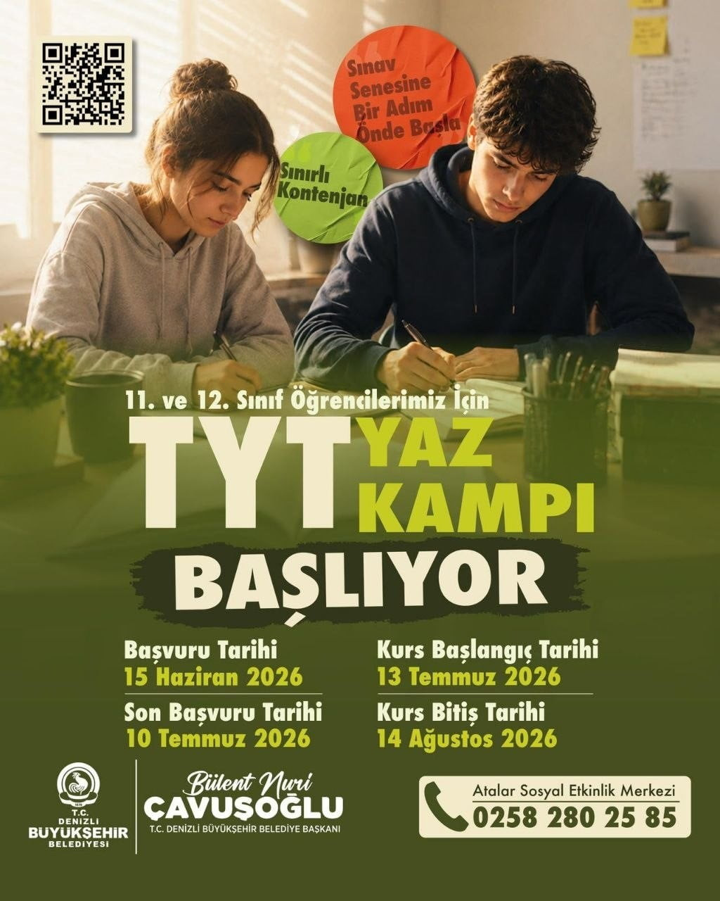 DENİZLİ BÜYÜKŞEHİR BELEDİYESİ, EĞİTİMDE FIRSAT EŞİTLİĞİ MİSYONUYLA YKS’YE HAZIRLANAN 11. VE 12....