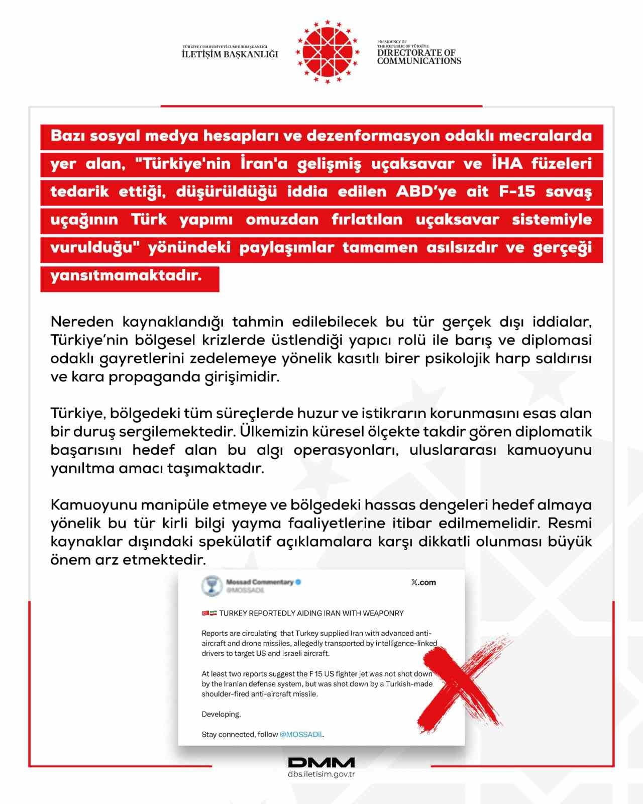 DEZENFORMASYONLA MÜCADELE MERKEZİ (DMM) TARAFINDAN ABD'NİN F-15 SAVAŞ UÇAĞININ TÜRK YAPIMI OMUZDAN...