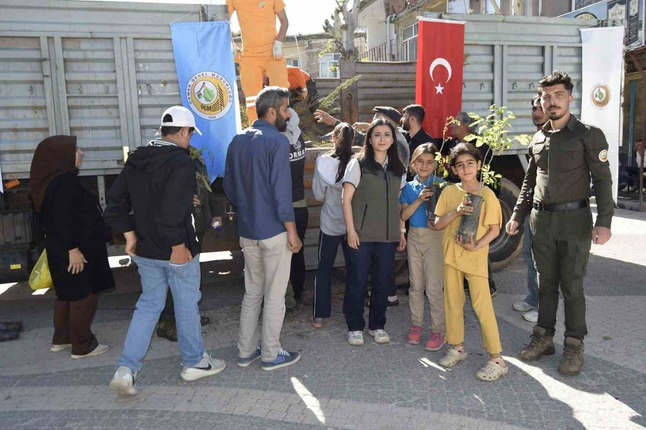 DİCLE ORMAN İŞLETME ŞEFLİĞİ İLÇEDE YAKLAŞIK BİN 500 ADET FİDAN DAĞITIMI YAPTI.