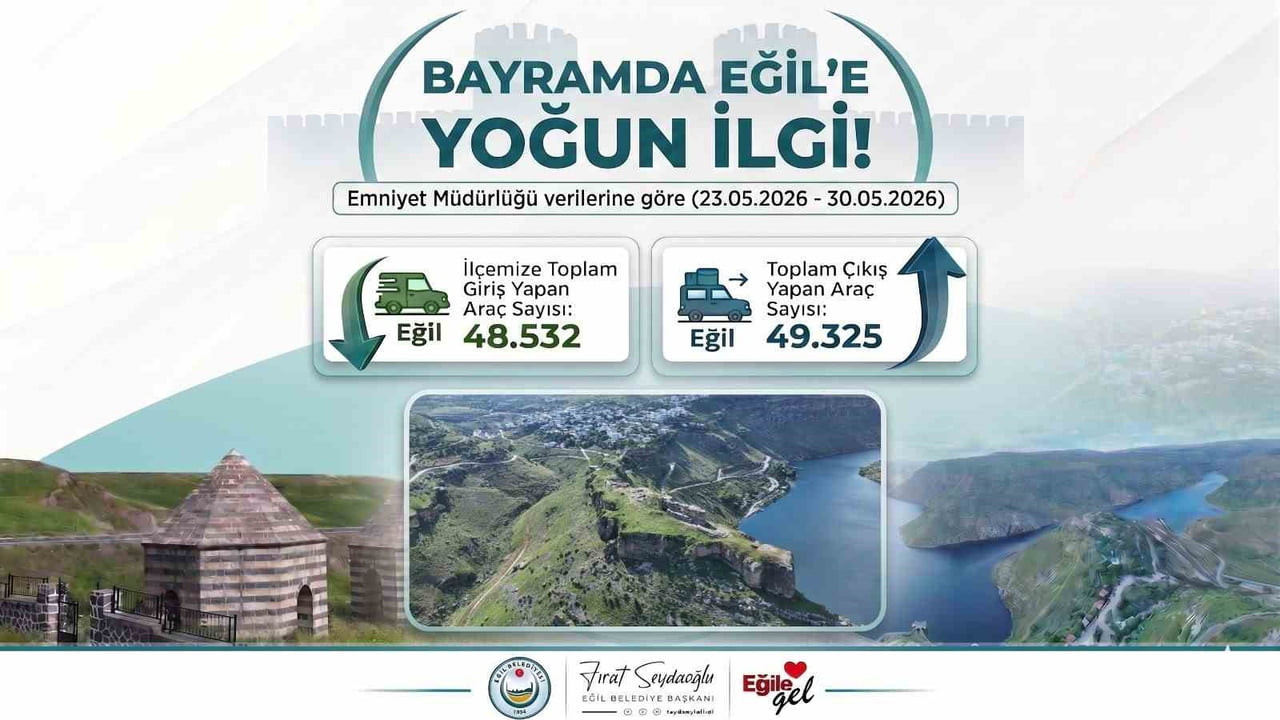 DİYARBAKIR'IN EĞİL İLÇESİNE KURBAN BAYRAMINDA 48 BİN 532 ARAÇ GİRİŞİ OLDU