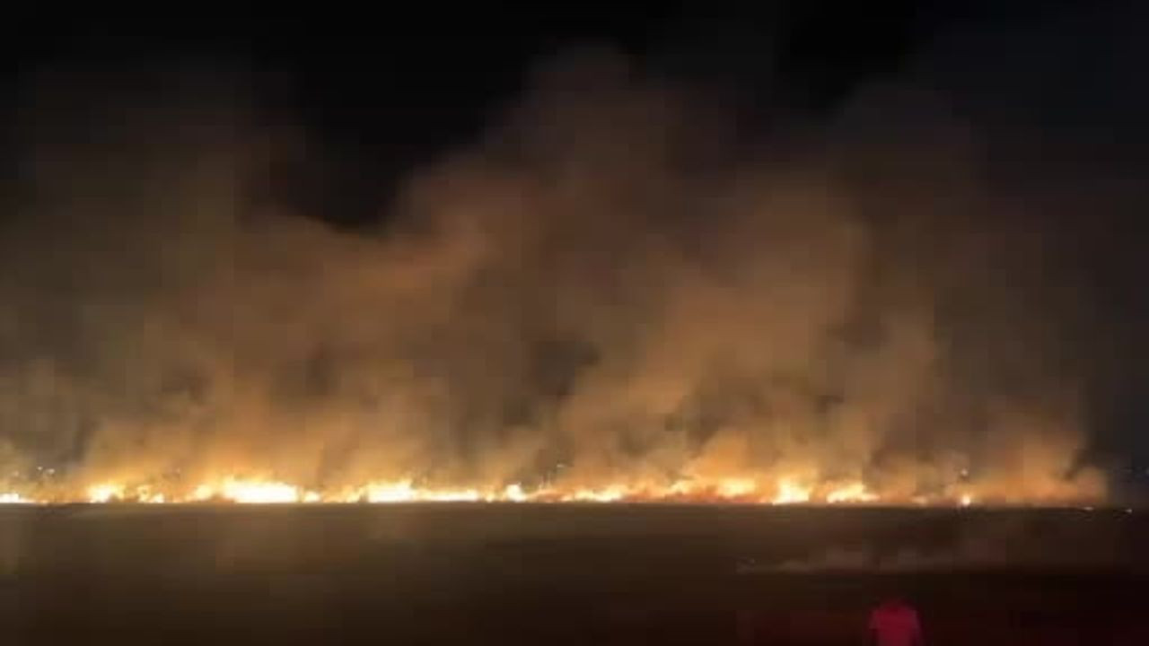 Diyarbakır'da anız yangını geceyi aydınlattı
