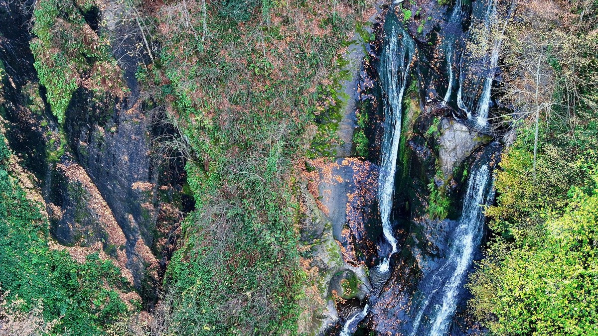 Düzce'nin Gölyaka ilçesinde yer alan Güzeldere Şelalesi Tabiat Parkı, ziyaretçilerini sonbahar...
