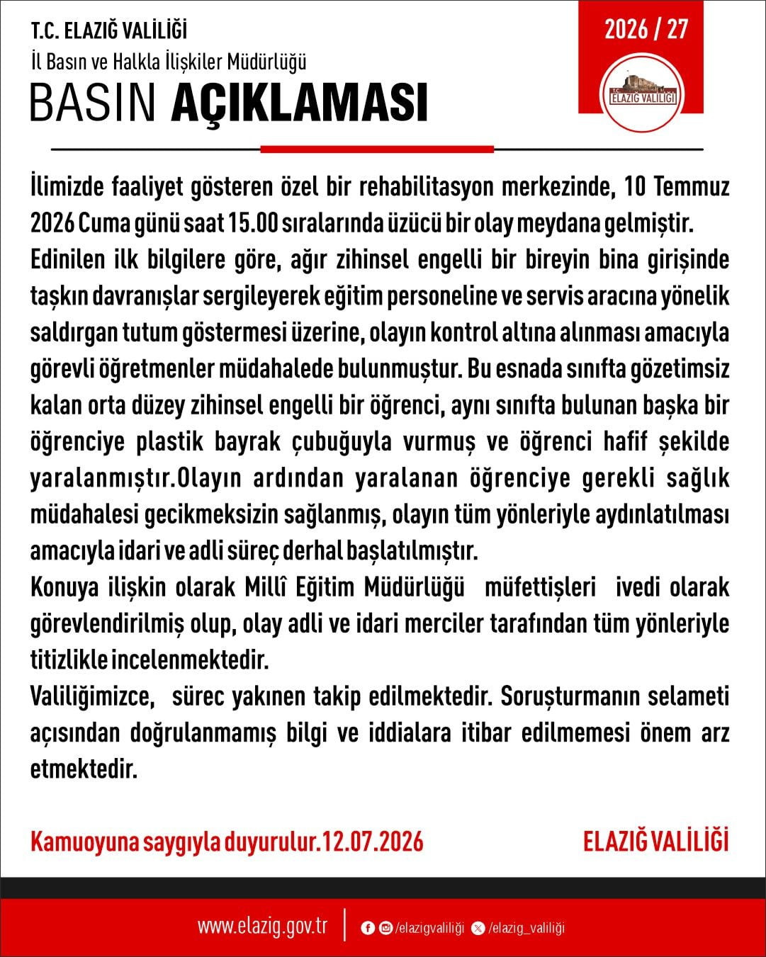 ELAZIĞ'DA 14 YAŞINDAKİ DOWN SENDROMLU, OTİZM VE EPİLEPSİ HASTASI ÇOCUĞUN, EĞİTİM GÖRDÜĞÜ ÖZEL...