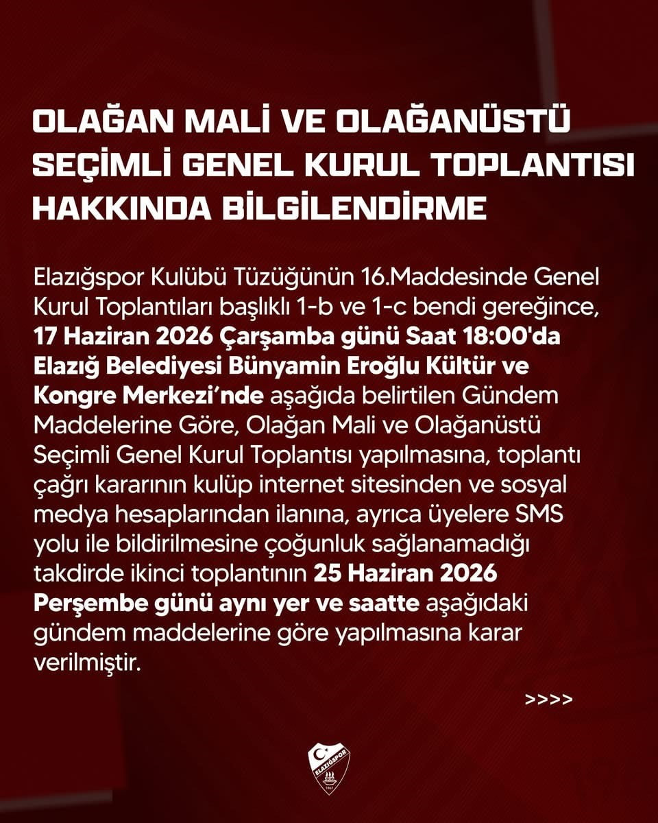 ELAZIĞSPOR‘DA GENEL KURUL TARİHİ KESİNLEŞTİ