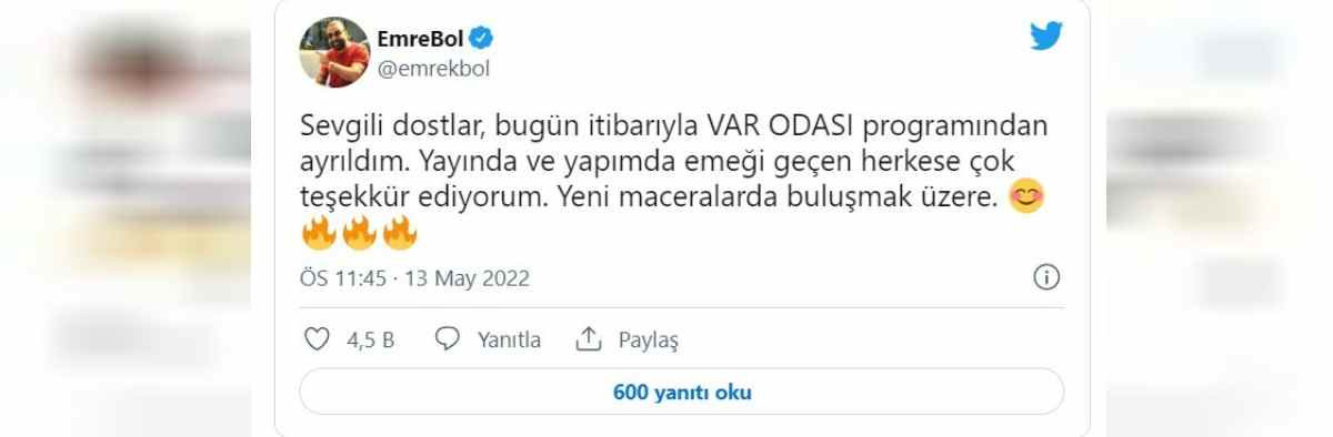 Emre Bol Twitter Paylaşımı