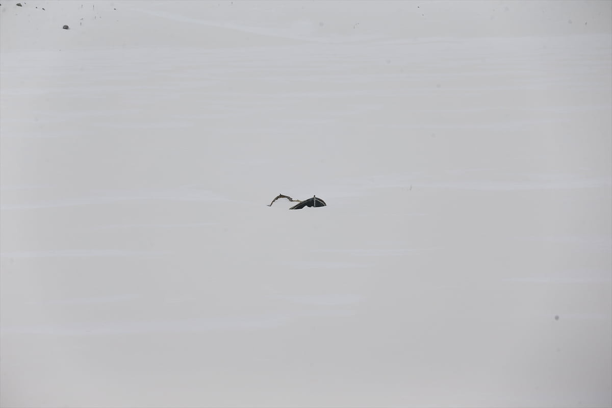 Erzurum'un Karayazı ilçesinde, etkili olan soğuk hava nedeniyle Köyceğiz Göleti'nin yüzeyi buzla...