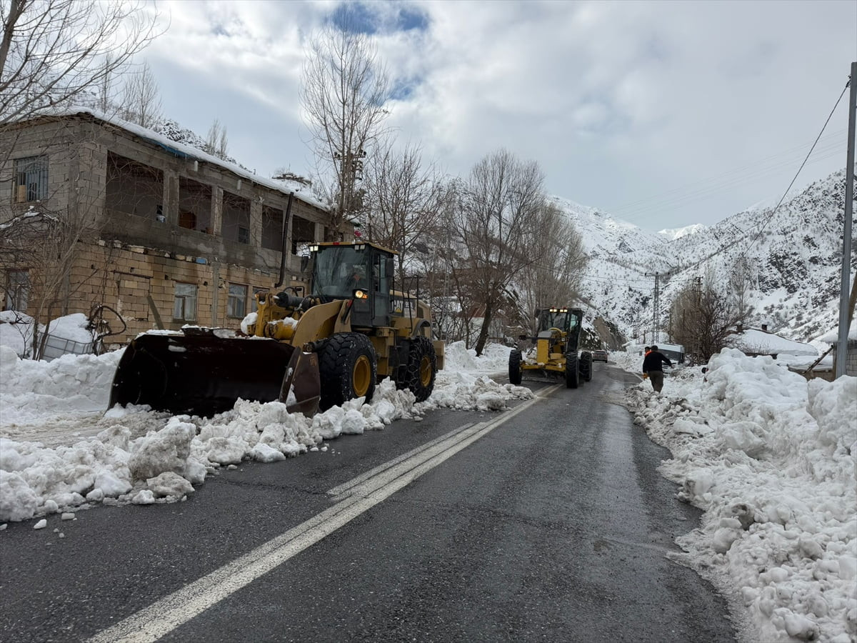  Hakkari-Şırnak kara yoluna düşen çığlar, ekiplerin çalışması sonucu temizlendi. 
