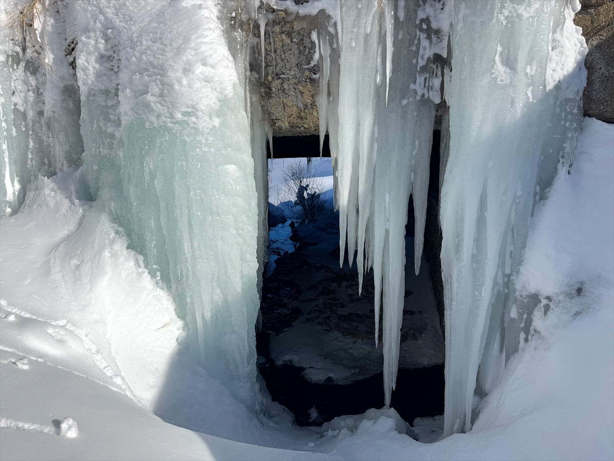 Hakkari'de kar yağışının ardından soğuk hava etkili oldu. Dondurucu soğuk nedeniyle çatılarda ve...