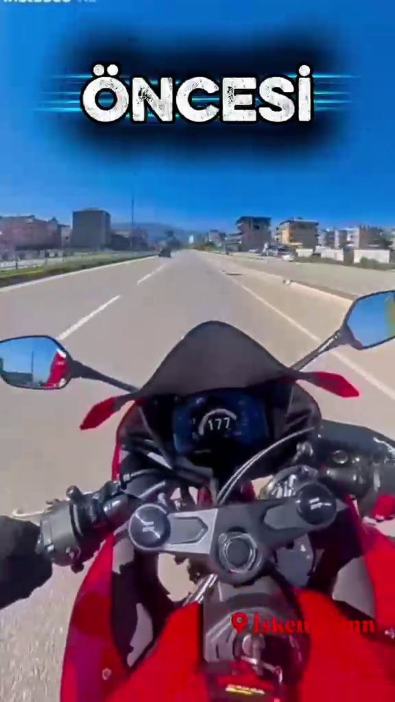 HATAY'DA AKAN TRAFİĞE ALDIRMADAN MOTOSİKLETLE 177 KM HIZA ULAŞAN VE O ANLARI SOSYAL MEDYADA...
