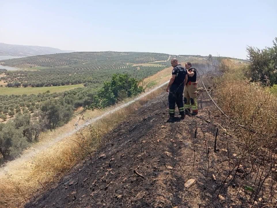 HATAY’IN ALTINÖZÜ İLÇESİNDE MEYDANA GELEN ANIZ YANGINI GENİŞ ALANA SIÇRAMADAN İTFAİYE EKİPLERİ...