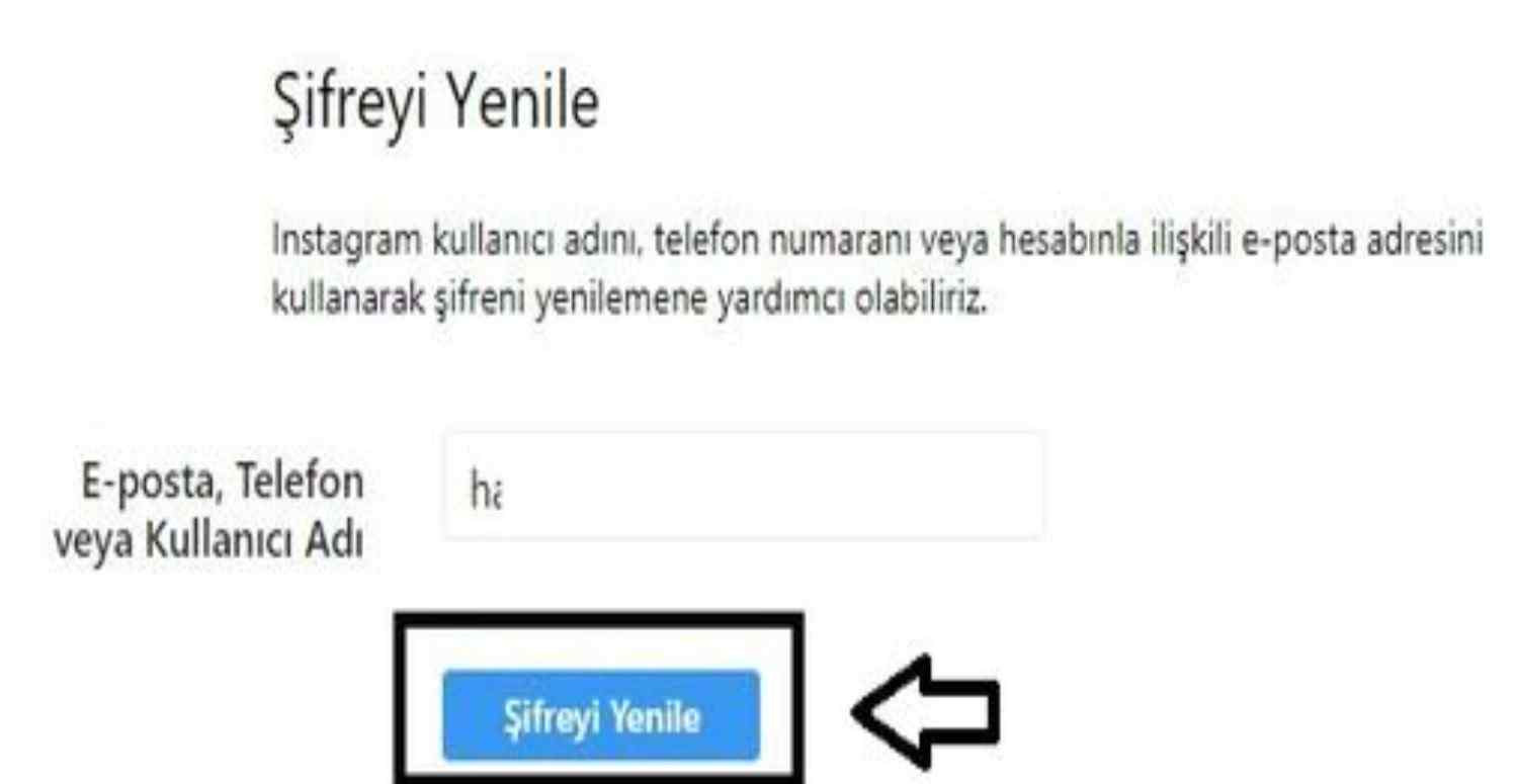 İnstagram şifre yenileme