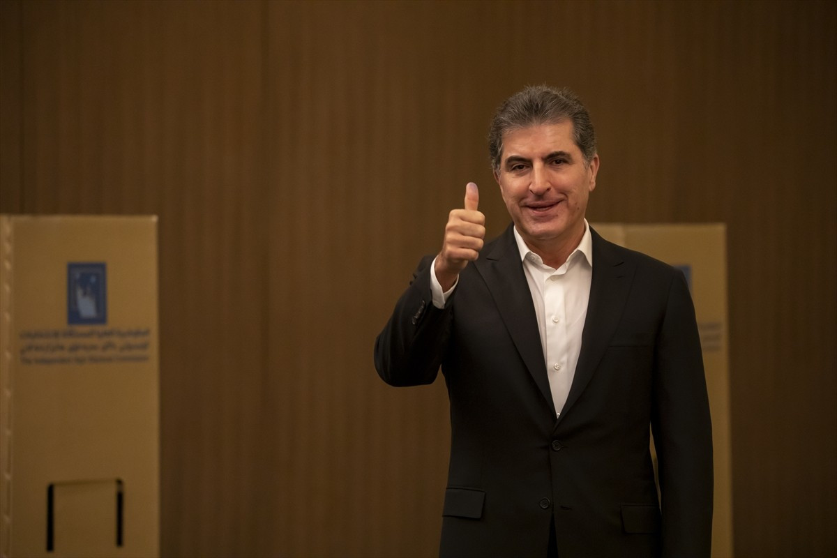 Irak Kürt Bölgesel Yönetimi (IKBY) Başkanı Neçirvan Barzani, Irak Meclis seçimleri için Erbil'de...