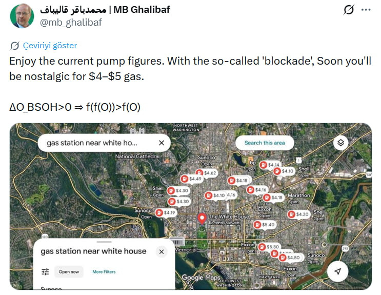 İRAN MECLİS BAŞKANI GALİBAF’DAN ABD’YE ABLUKA TEPKİSİ “ŞU ANKİ BENZİN FİYATLARININ TADINI...