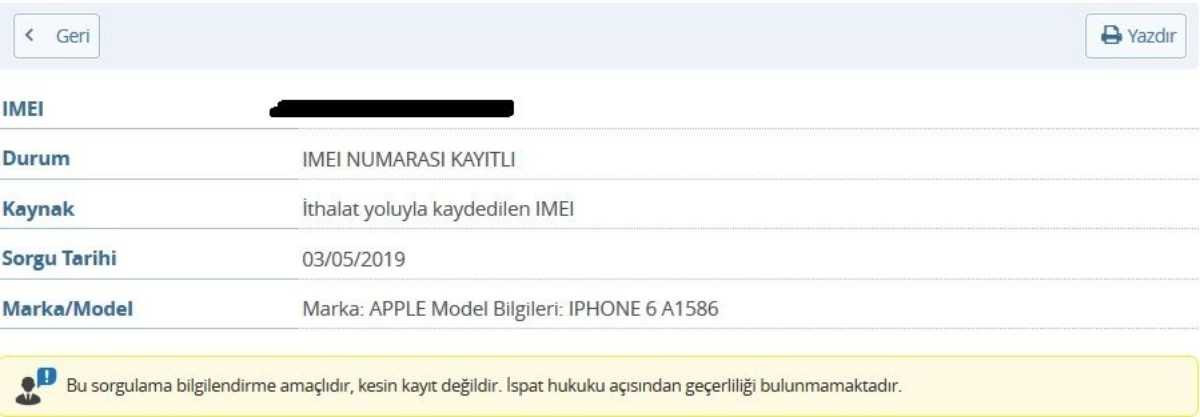 İthalat yoluyla kaydedilen IMEI numarası nedir