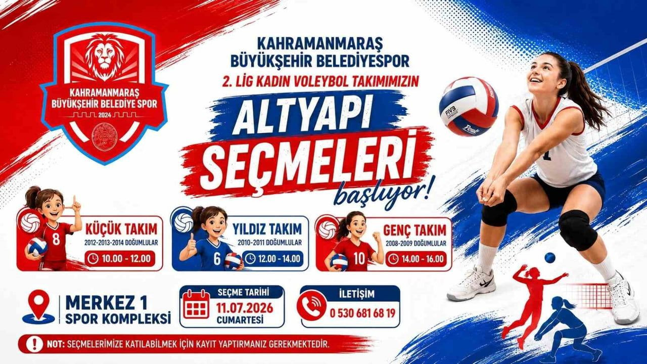 Kahramanmaraş Büyükşehir Belediyespor kadın voleybol takımı altyapı seçmeleri başlıyor