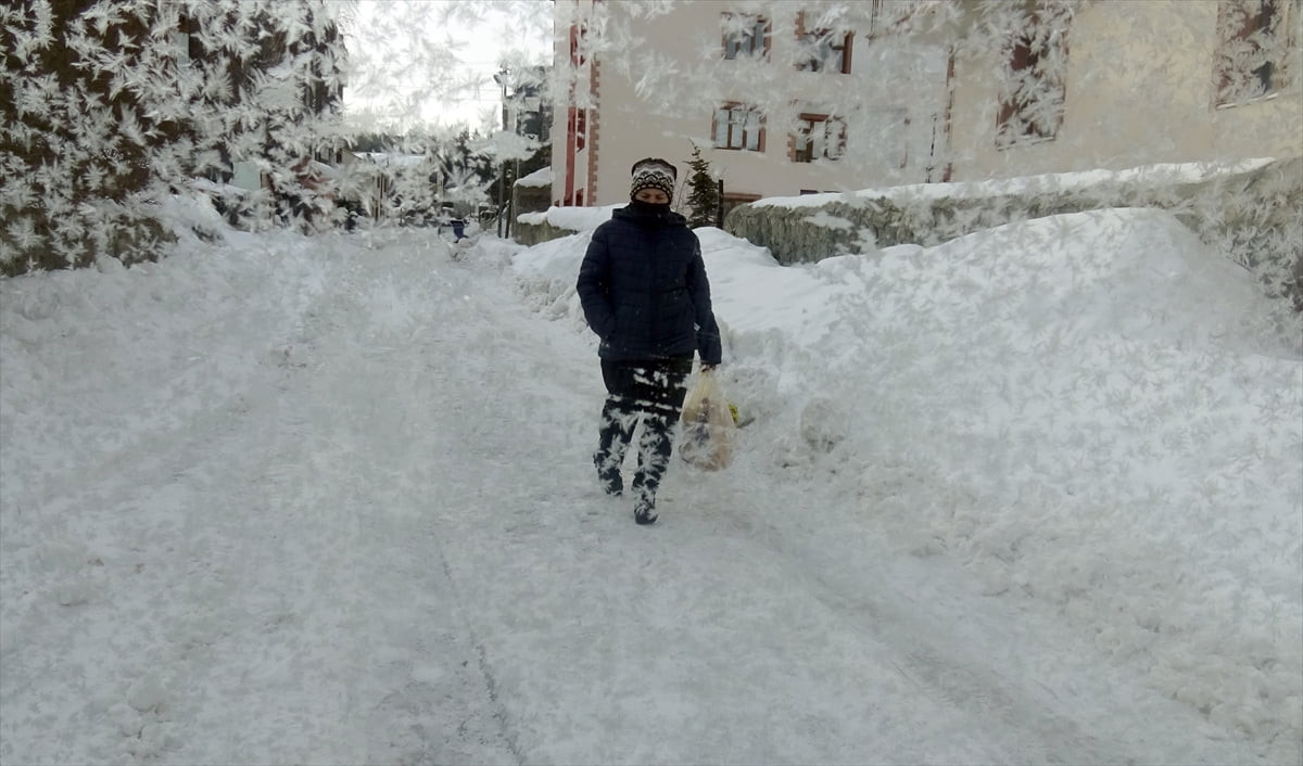 Kars'ın Sarıkamış ilçesinde etkili olan soğuk hava nedeniyle ev, iş yerleri ve araç camları buz...