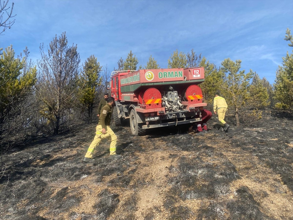 Kars'ın Sarıkamış ilçesinde ormanlık alanda çıkan örtü yangınında yaklaşık 3 hektar alan zarar...