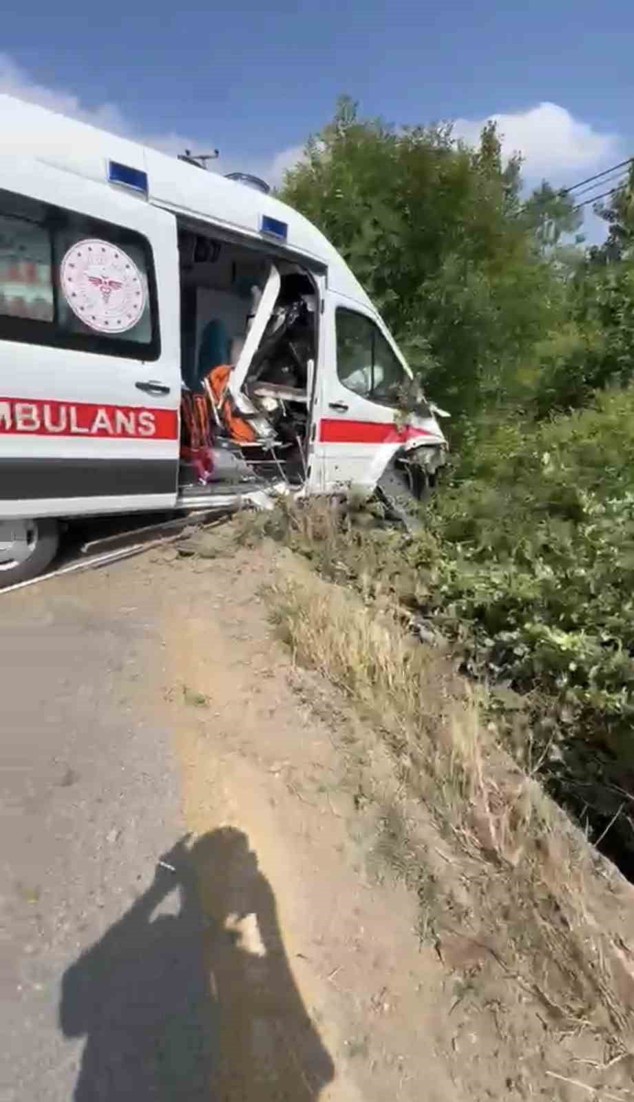 KOCAELİ'NİN KANDIRA İLÇESİNDE HASTA TAŞIDIĞI SIRADA KONTROLDEN ÇIKARAK YEŞİLLİK ALANA SAVRULAN...