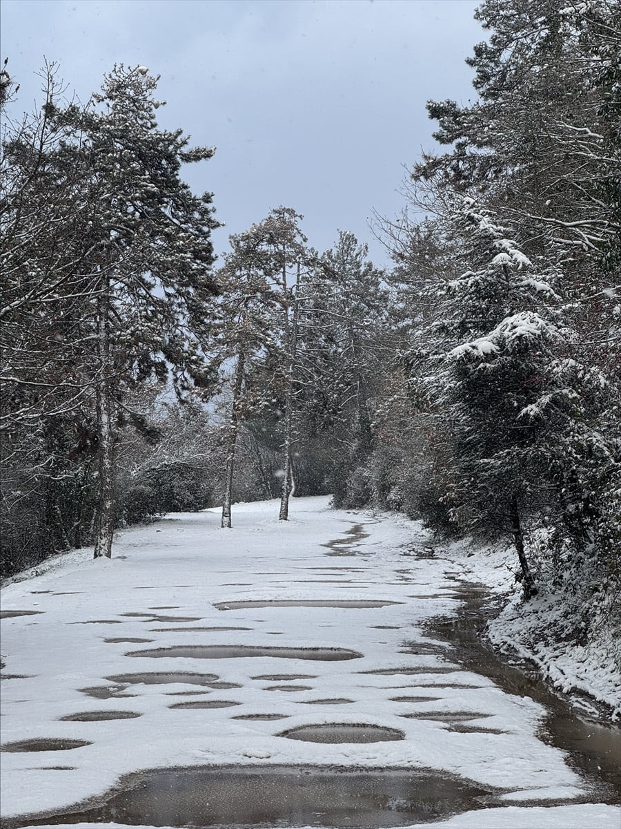Kocaeli'nin yüksek kesimlerinde kar yağışı etkisini gösteriyor. İzmit ilçesi Umuttepe mevkisinde...