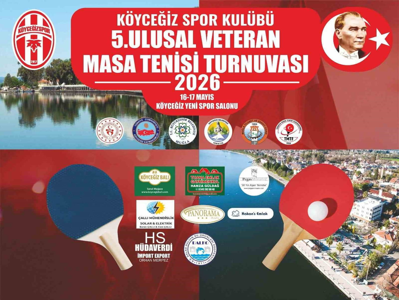 KÖYCEĞİZ’DE 5. ULUSAL VETERAN MASA TENİSİ TURNUVASI DÜZENLENDİ