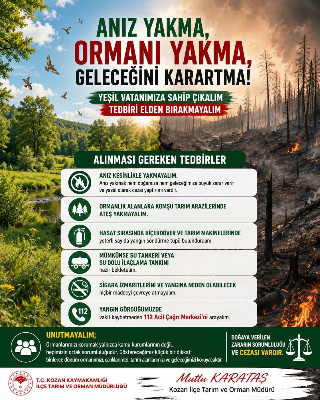 KOZAN İLÇE TARIM VE ORMAN MÜDÜRLÜĞÜ, ARTAN HAVA SICAKLIKLARI VE BÖLGEDE ETKİLİ OLAN KUVVETLİ...
