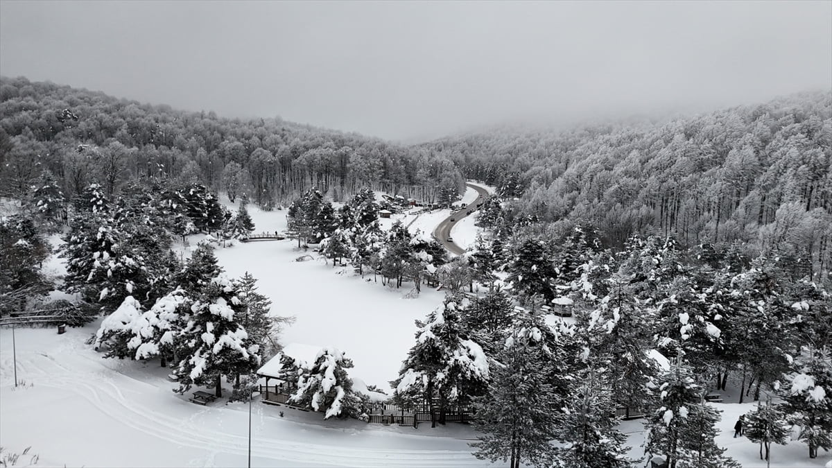 Kütahya'nın Domaniç ilçesinde, etkili olan kar yağışının ardından vatandaşlar Topuk Yayla Tabiat...