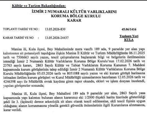 MANİSA’NIN KULA İLÇESİNE BAĞLI BEY MAHALLESİ’NDE BULUNAN 189 ADA 9 PARSELDEKİ ALAN, İZMİR 2...