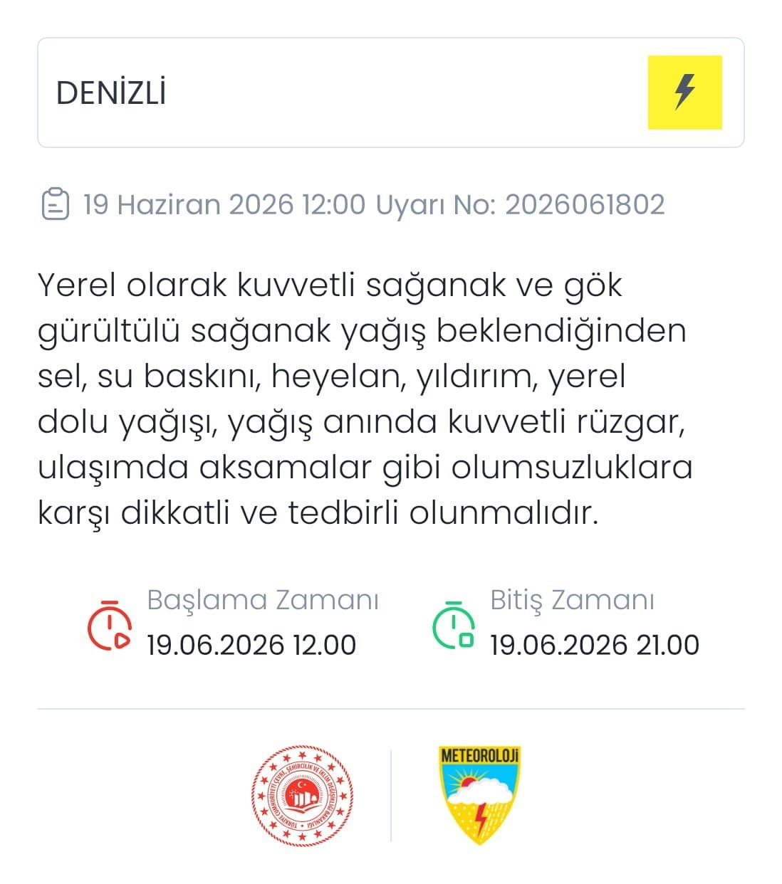 METEOROLOJİ GENEL MÜDÜRLÜĞÜ, DENİZLİ GENELİNDE YARIN ÖĞLE SAATLERİNDEN İTİBAREN ETKİLİ OLMASI...