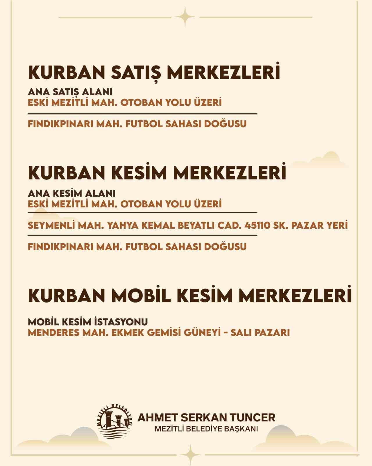 MEZİTLİ BELEDİYESİ, KURBAN BAYRAMI ÖNCESİNDE VATANDAŞLARIN KURBAN İBADETLERİNİ SAĞLIKLI, GÜVENLİ...