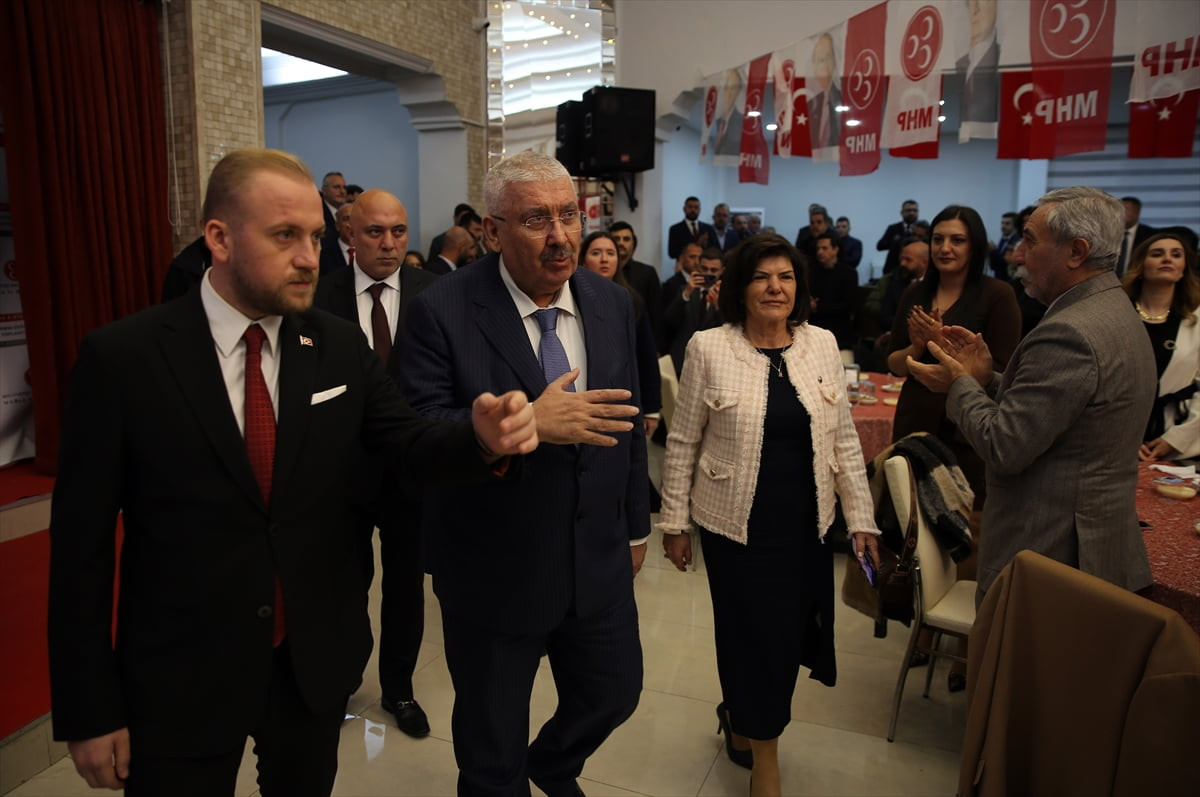 MHP Genel Başkan Yardımcısı Semih Yalçın (sol 2), partisinin Menteşe Öğretmenevi'nde düzenlediği...