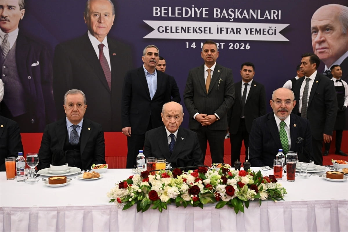 MHP Genel Başkanı Devlet Bahçeli, partisinin belediye başkanlarının katılımıyla düzenlenen iftar...