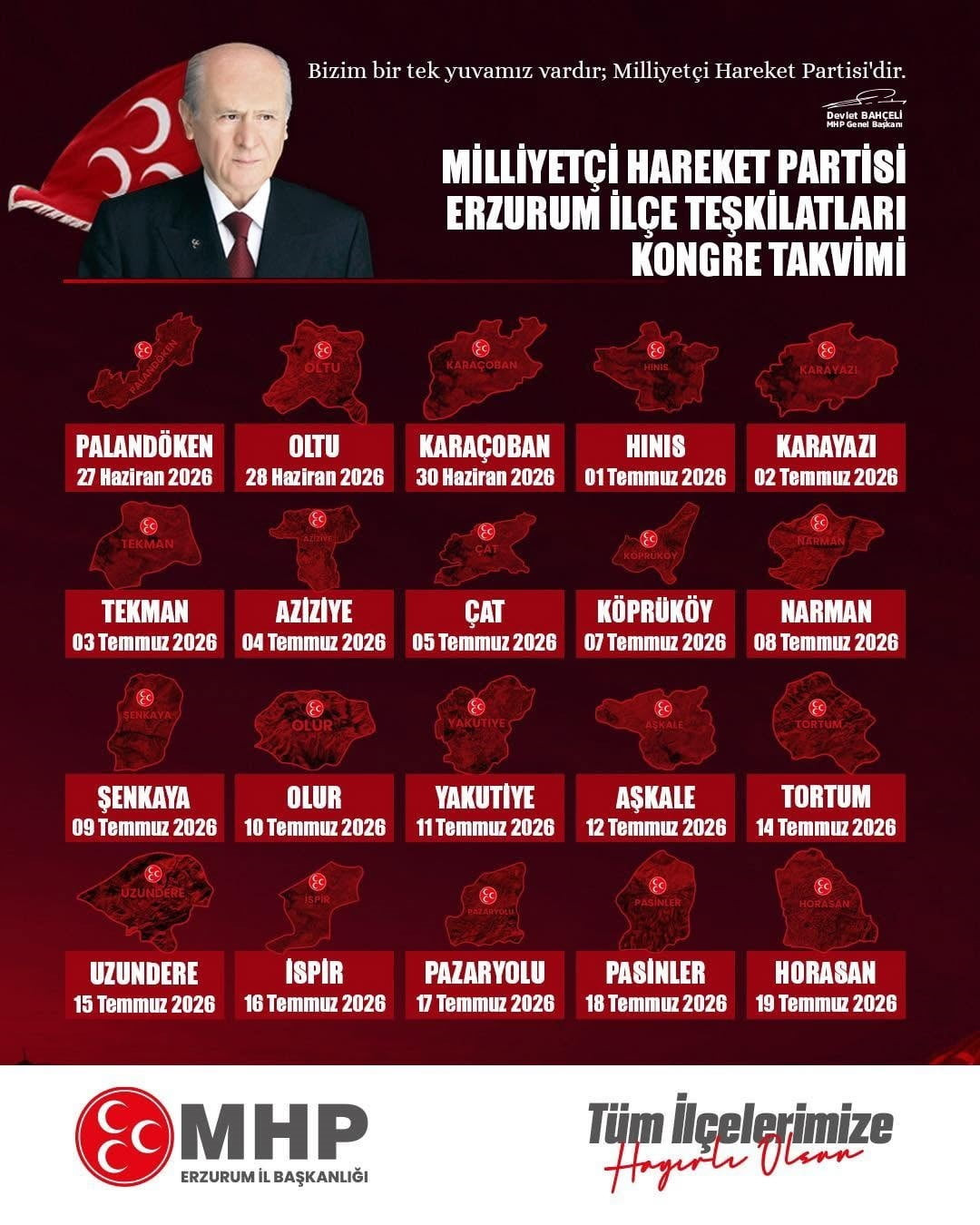 MİLLİYETÇİ HAREKET PARTİSİ ERZURUM İL BAŞKANI ADEM YURDAGÜL, İLÇE KONGRE SÜRECİNİN BAŞLADIĞINI...