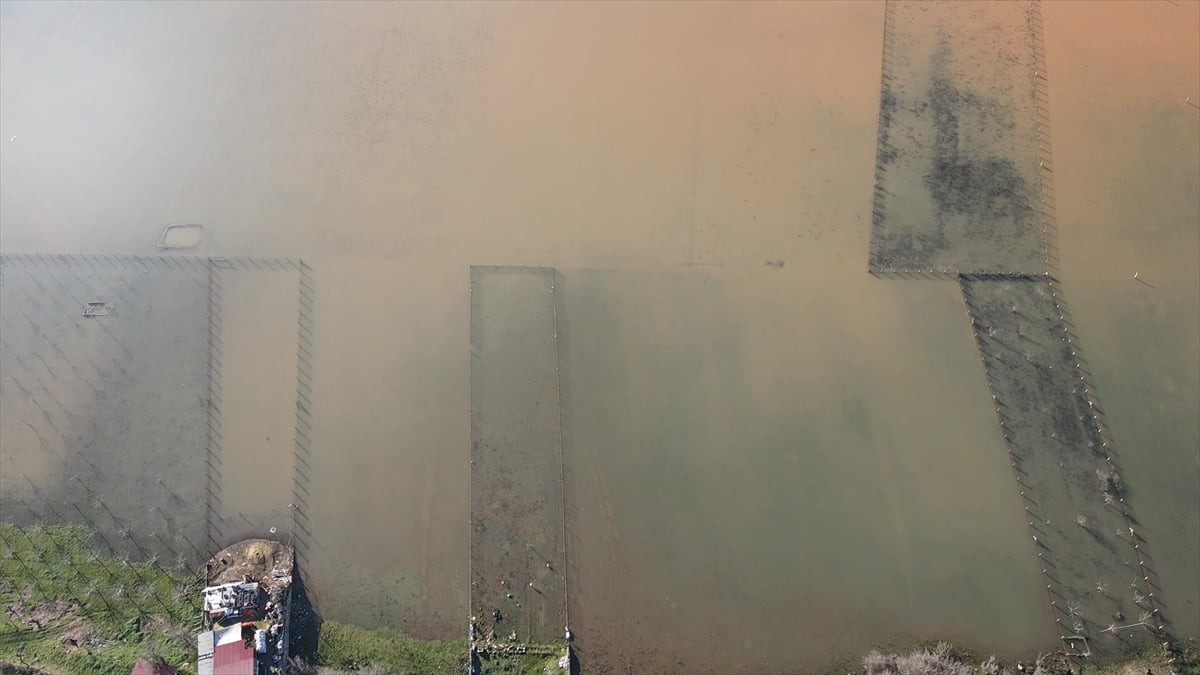 Muğla'nın Menteşe ilçesinde 3 gün etkili olan sağanak nedeniyle su altında kalan tarım arazileri...