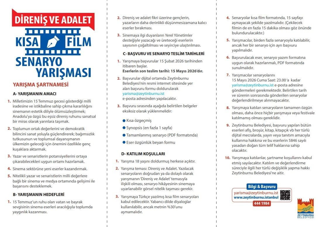 "DİRENİŞ VE ADALET" KISA FİLM SENARYO YARIŞMASINA BAŞVURULAR YAKLAŞIYOR