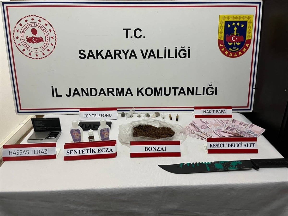 Sakarya'da çeşitli tür ve miktarlarda uyuşturucu ele geçirilen operasyonda gözaltına alınan 14...