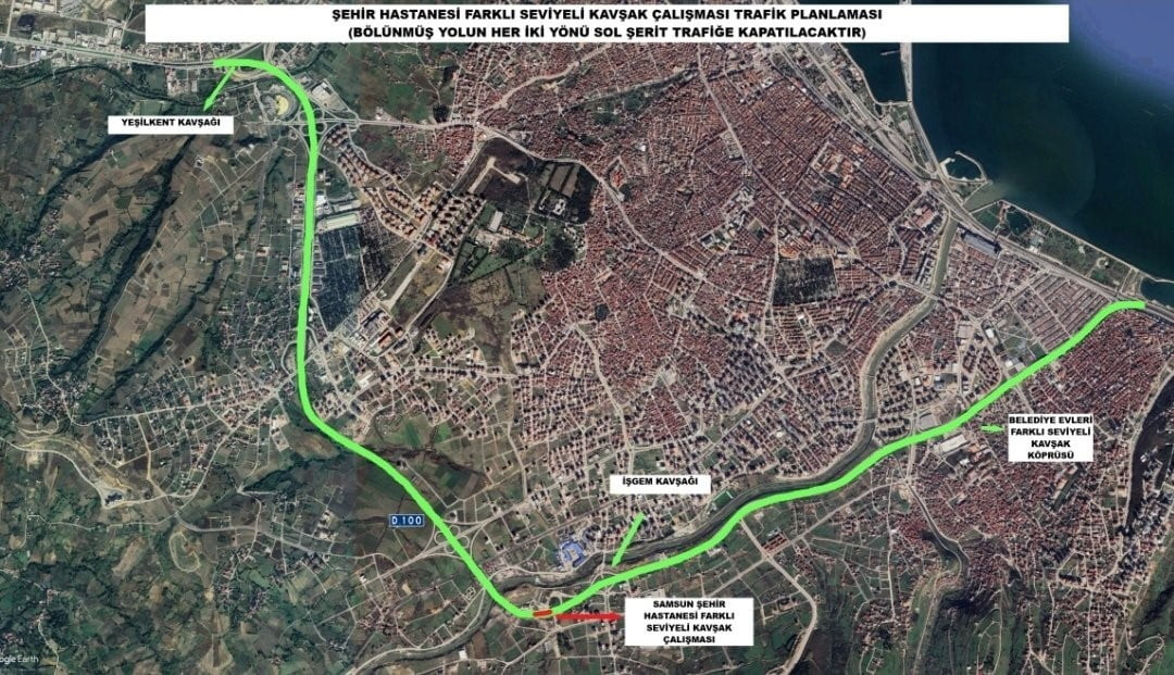SAMSUN ÇEVRE YOLU'NDA YAPIMINA BAŞLANACAK ŞEHİR HASTANESİ FARKLI SEVİYELİ KAVŞAK PROJESİ...