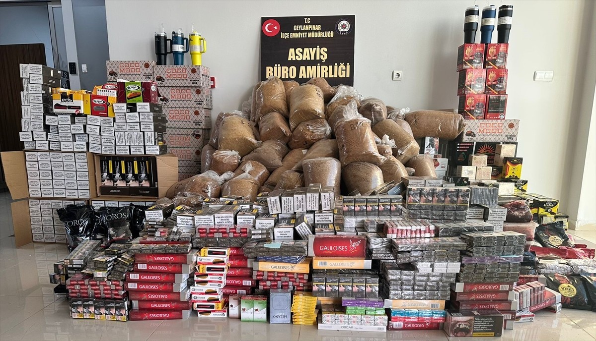 Şanlıurfa'nın Ceylanpınar ilçesinde çok sayıda gümrük kaçağı malzeme ele geçirildi, 14 şüpheli...