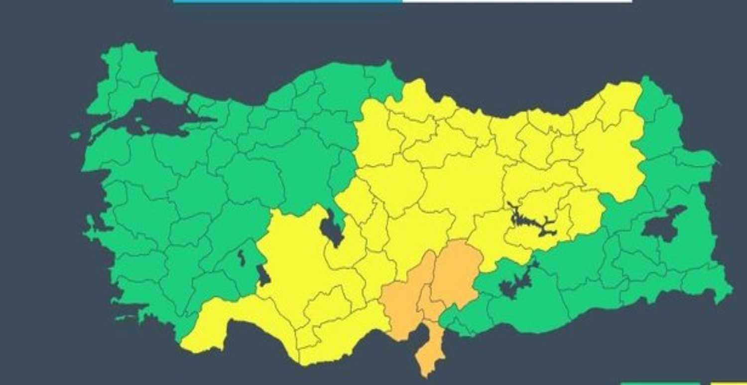 Sarı kod verilen iller