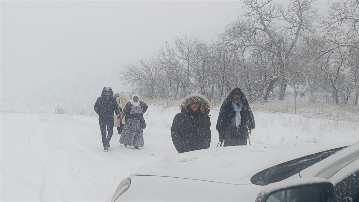 Siirt'in Eruh ve Pervari ilçelerinde etkili olan kar yağışı nedeniyle yollarda mahsur kalan...