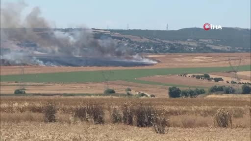 Silivri’de arpa tarlasında yangın