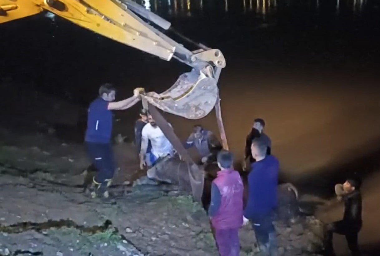 ŞIRNAK’IN CİZRE İLÇESİNDE OTLARKEN DENGESİNİ KAYBEDEREK DİCLE NEHRİ’NE DÜŞEN İNEK, İTFAİYE...