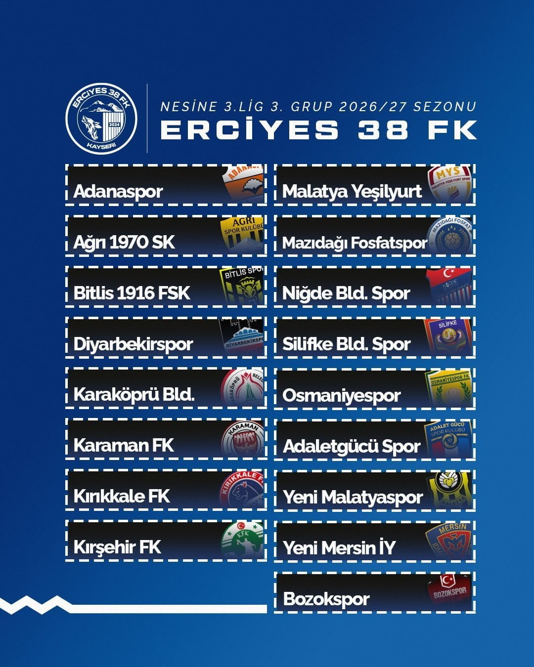 SPO ERCİYES 38 FK’NIN GRUBU BELLİ OLDU (FOTOĞRAFLI) YÜKSEL YIKILMAZ KAYSERİ (İHA) - TFF 3. LİG'DE...