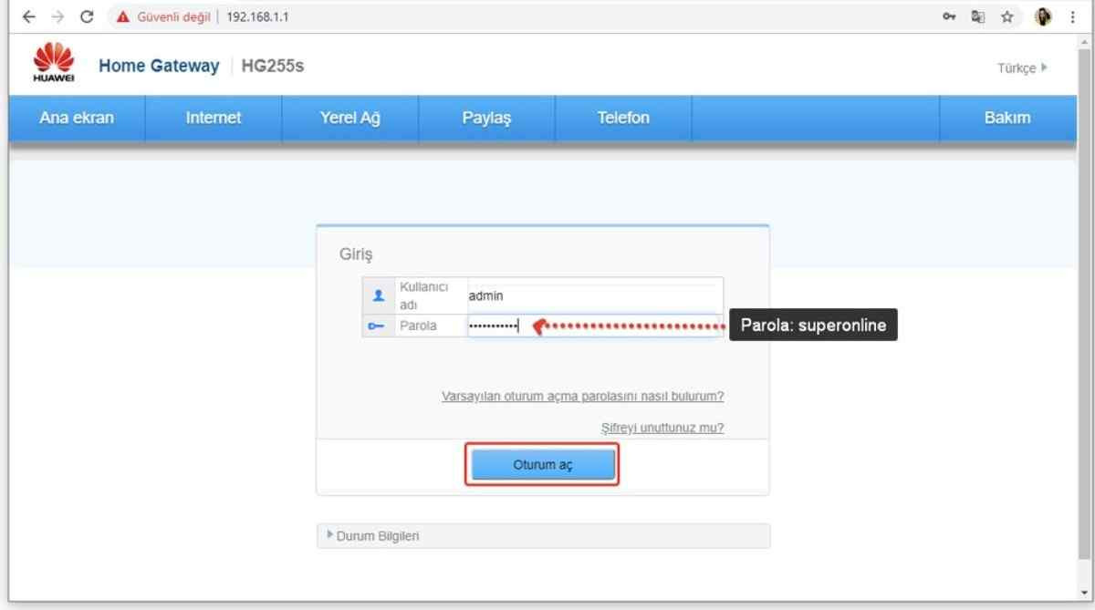 Superonline modem şifresi nasıl değiştirilir