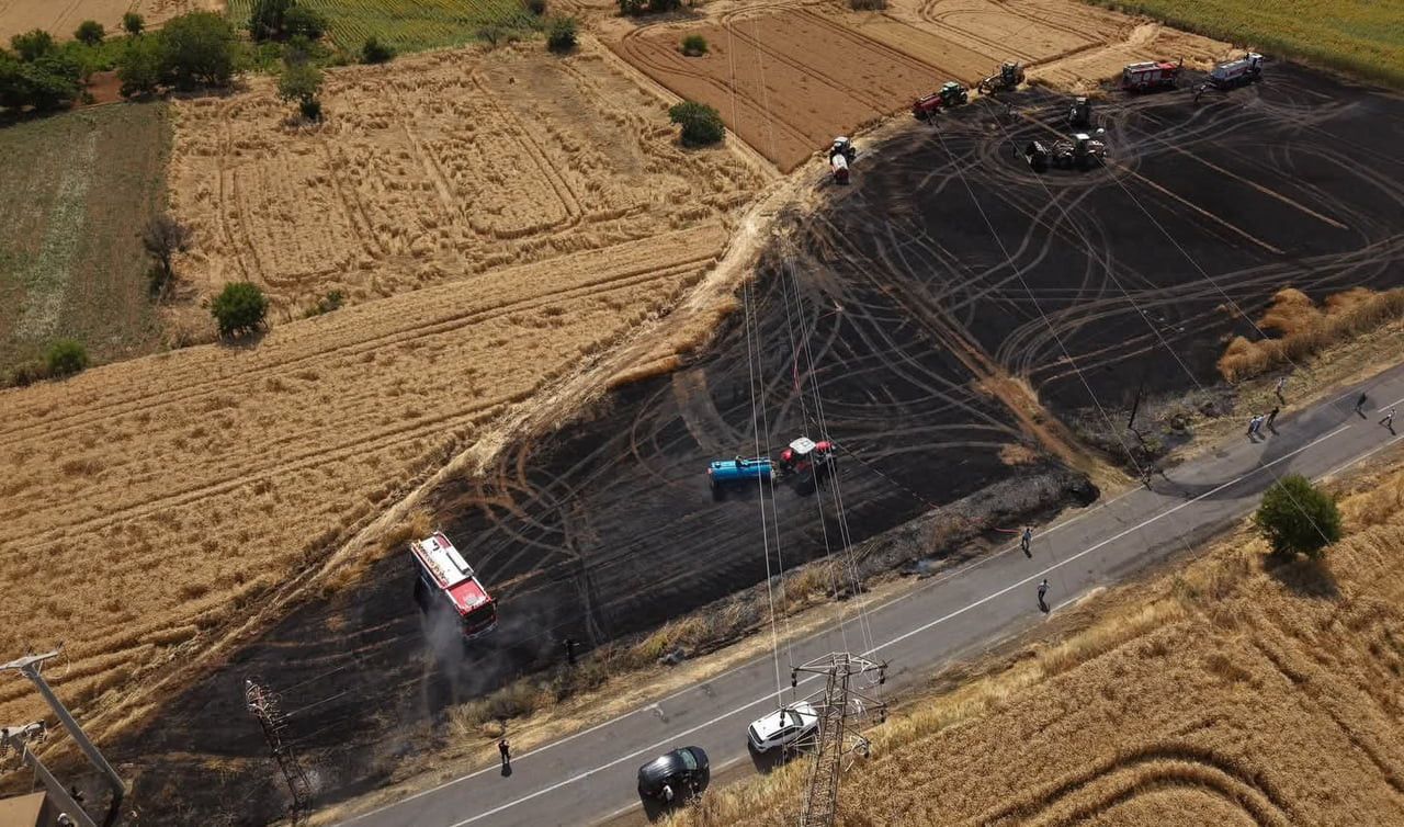 TEKİRDAĞ'IN SÜLEYMANPAŞA İLÇESİNE BAĞLI KAYI MAHALLESİ'NDE TARIM ARAZİSİNDE ÇIKAN YANGIN, İTFAİYE...