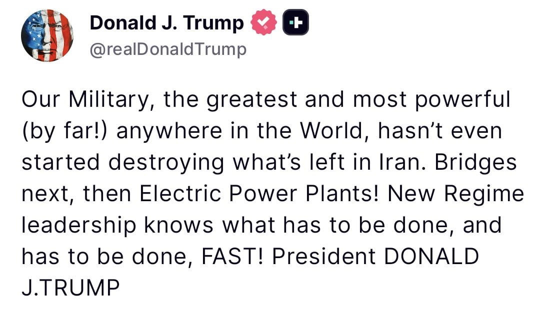 TRUMP’TAN İRAN’A UYARI "SIRADA KÖPRÜLER, ARDINDAN ELEKTRİK SANTRALLERİ VAR"