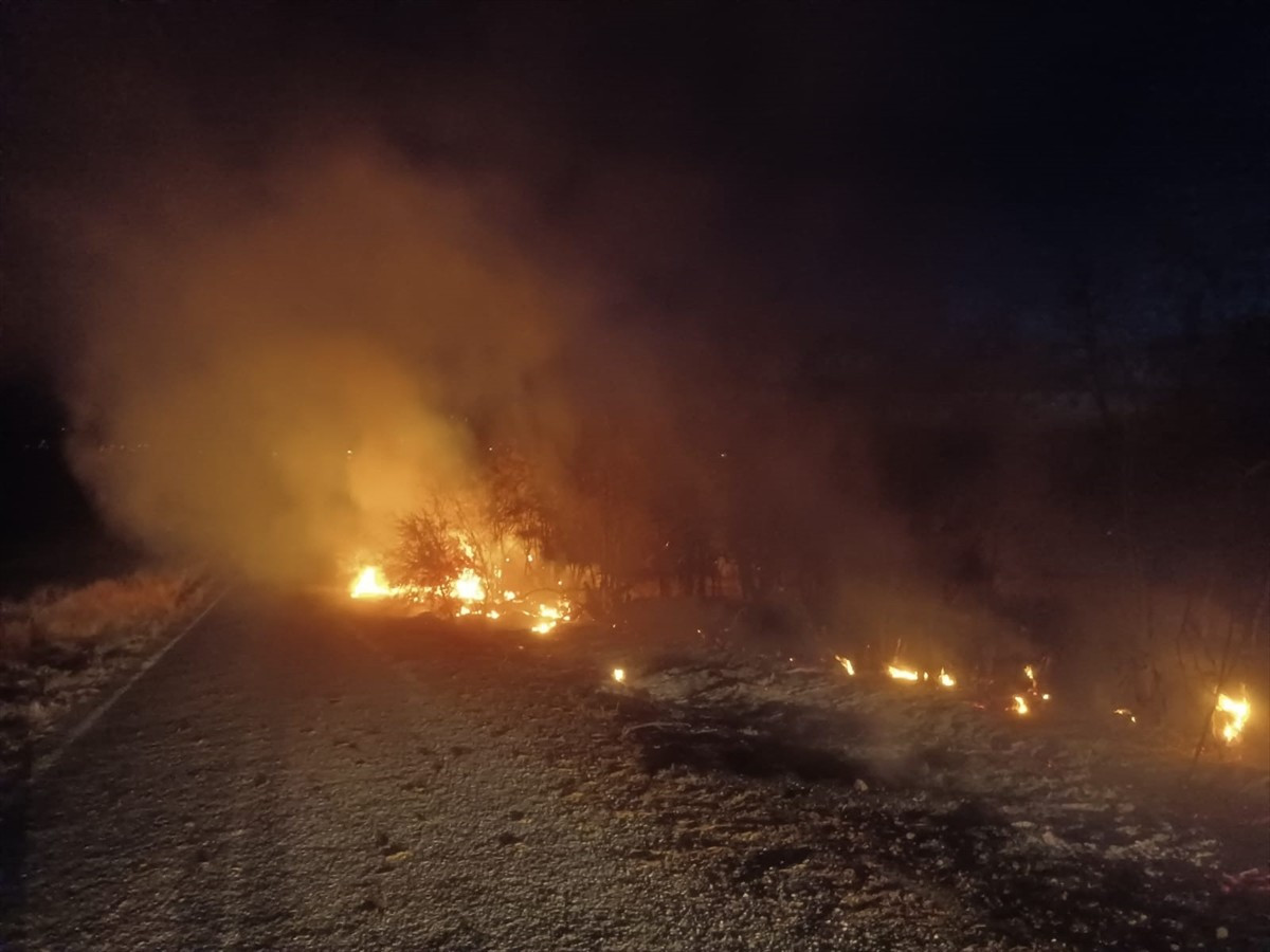 Tunceli'nin Çemişgezek ilçesinde otluk alanda çıkan yangın, itfaiye ekiplerinin müdahalesiyle...